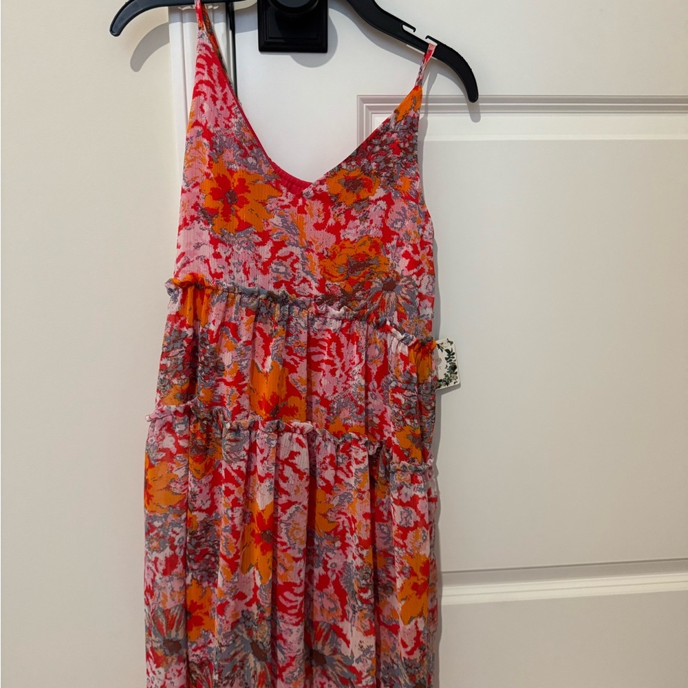 Chelsea & Violet Girls Red and Orange Floral Dress size Medium NWT